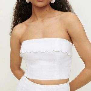 REFORMATION Lizzi Linen Top In White